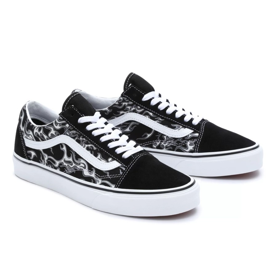 Herren VANS Low-Top-Schuhe | Flames Old Skool Schuhe Schwarz