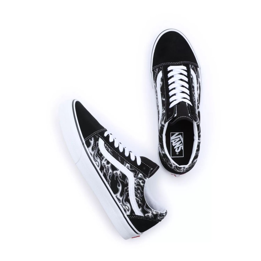 Herren VANS Low-Top-Schuhe | Flames Old Skool Schuhe Schwarz