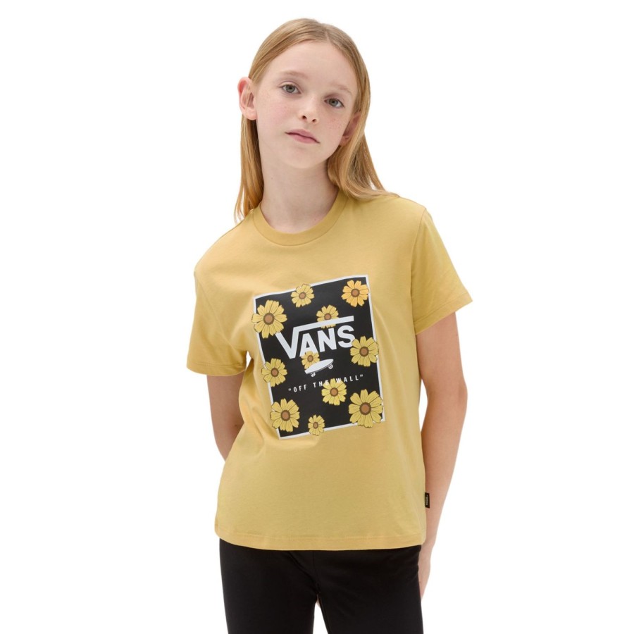 Kinder VANS Madchen-Bekleidung (8-14+) | Madchen Sunflower Animal Box Crew T-Shirt (8-14 Jahre) Gelb