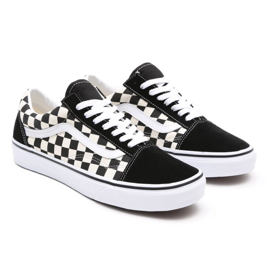 Herren VANS Classics | Primary Check Old Skool Schuhe Schwarz, Weis