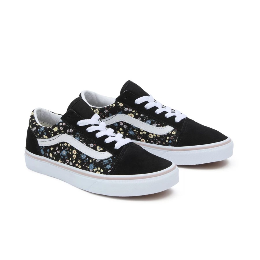 Kinder VANS Classics | Jugendliche Floral Old Skool Schuhe (8-14 Jahre) Schwarz