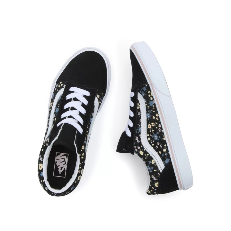 Kinder VANS Classics | Jugendliche Floral Old Skool Schuhe (8-14 Jahre) Schwarz