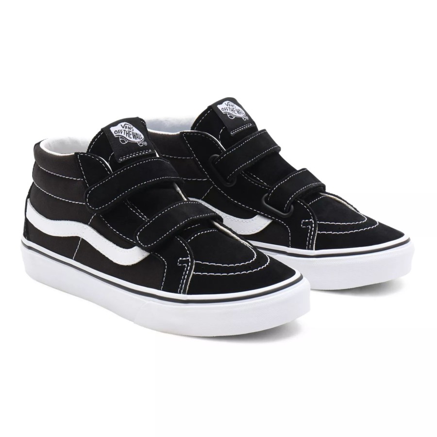 Kinder VANS Easy On, Easy Off | Jugendliche Sk8-Mid Reissue Schuhe Mit Klettverschluss (8-14+ Jahre) Schwarz