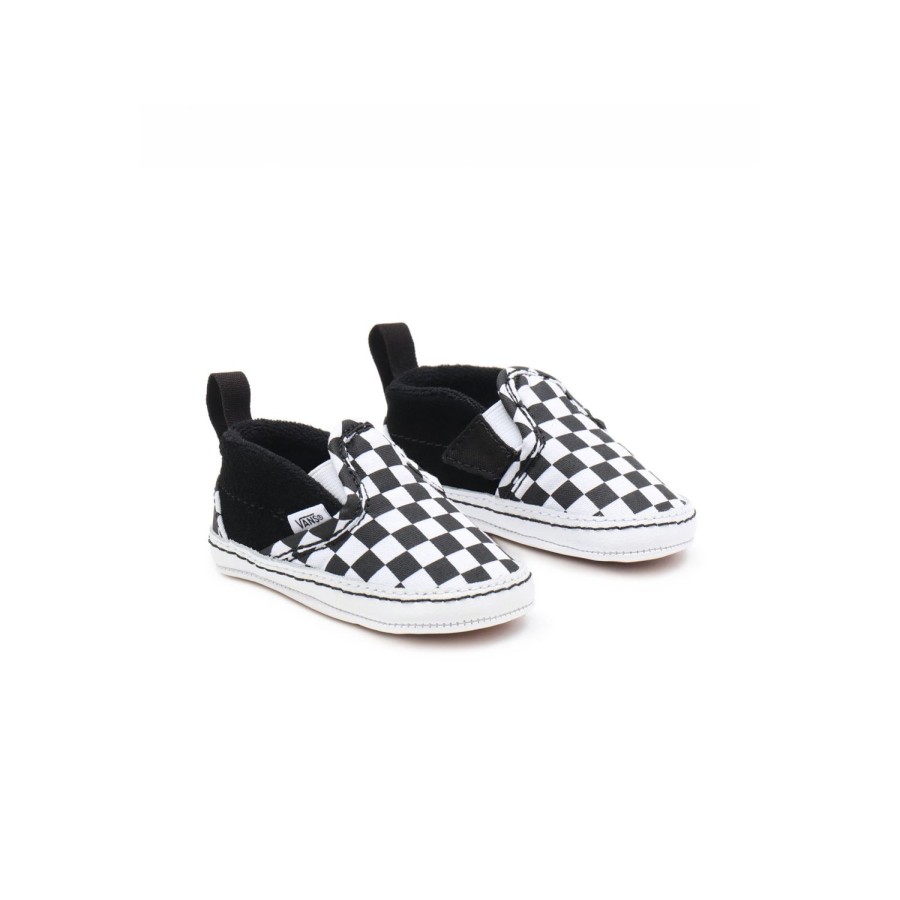 Kinder VANS Classics | Baby Slip-On Crib Schuhe Mit Klettverschluss (0-1 Jahr) Schwarz