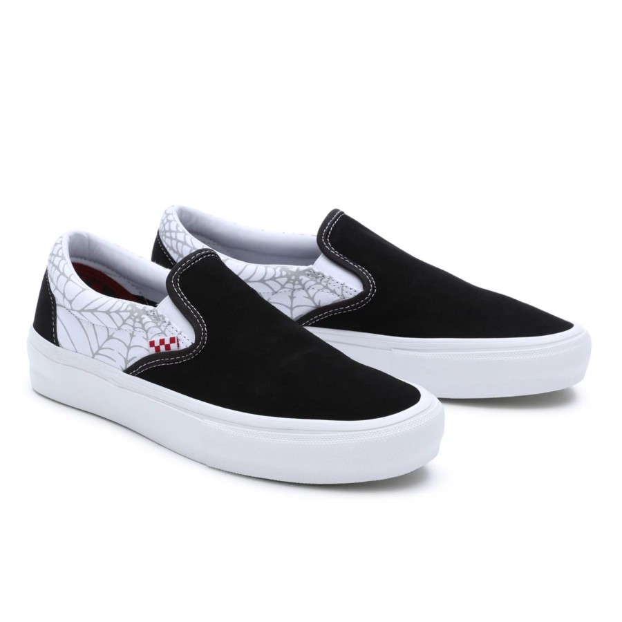 Herren VANS Skateschuhe | Black Widow Spider Slip-On Schuhe Schwarz