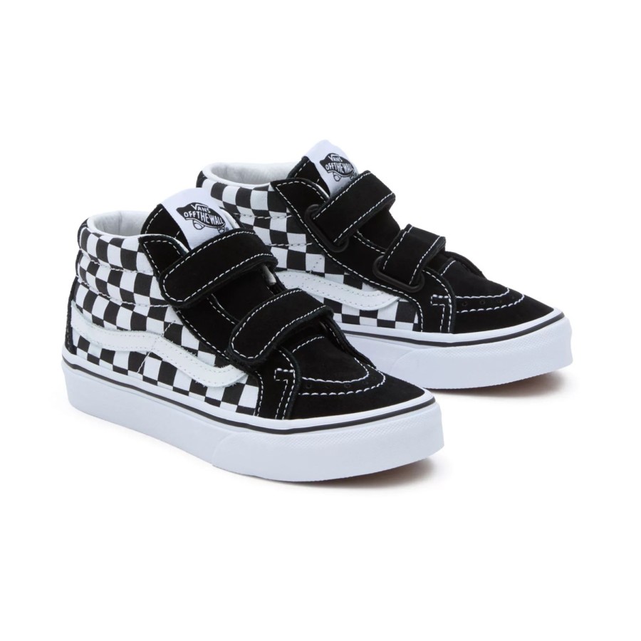 Kinder VANS Kinderschuhe (4-8 Jahre) | Kinder Sk8-Mid Reissue Schuhe Mit Klettverschluss (4-8 Jahre) Schwarz, Weis