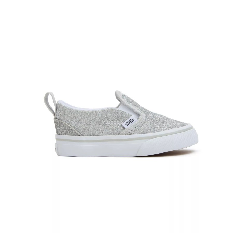 Kinder VANS Classics | Kleinkinder Slip-On Glitter Schuhe Mit Klettverschluss (1-4 Jahre) Grau