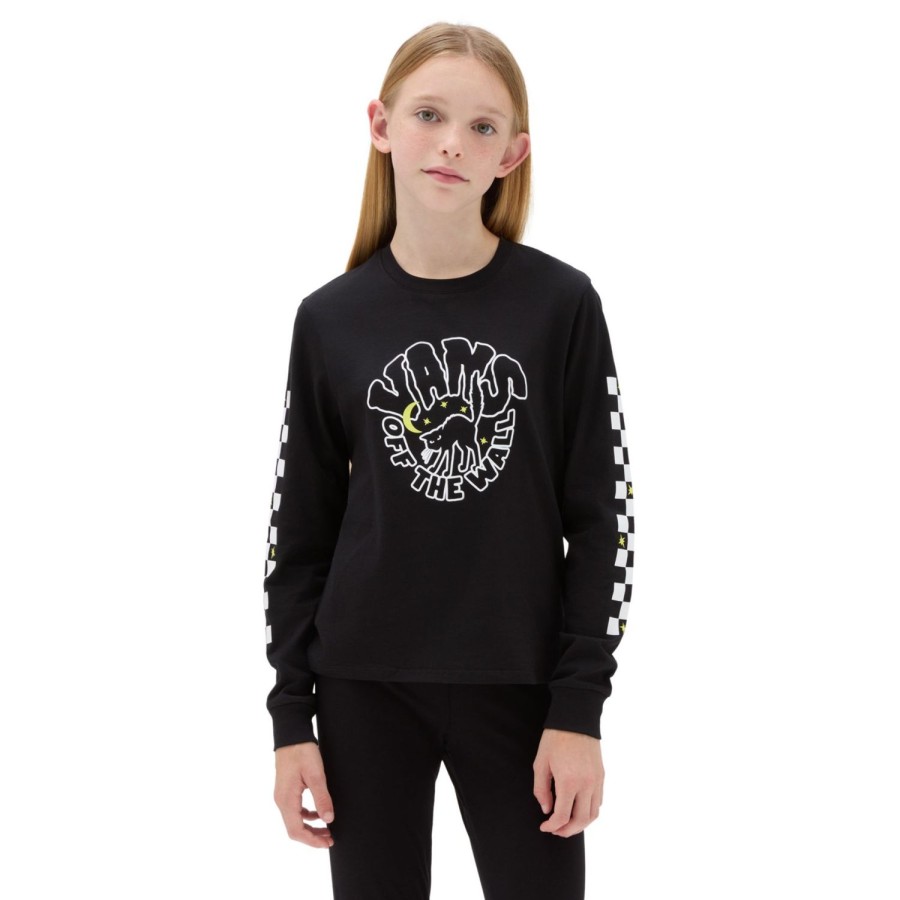 Kinder VANS Madchen-Bekleidung (8-14+) | Madchen Here Kitty Shorty Langarmshirt (8-14 Jahre) Schwarz