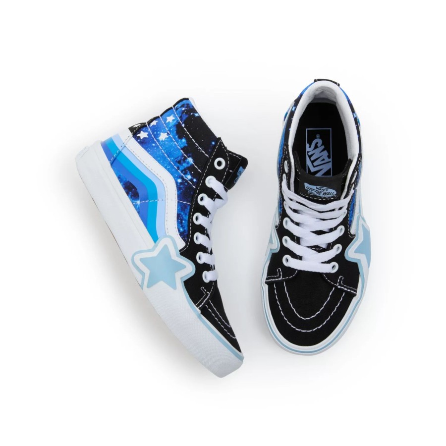 Kinder VANS Kinderschuhe (4-8 Jahre) | Kleine Kinder Sk8-Hi Rainbow Star Schuhe (4-8 Jahre) Blau, Schwarz