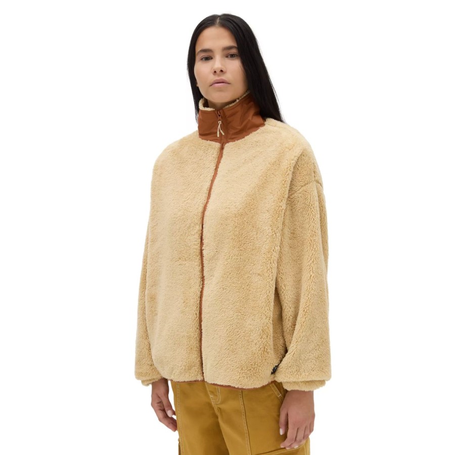 Damen VANS Kapuzenpullover & Pullover | Vista Pullover Mit Vorgetauschtem Ausschnitt Und Durchgehendem Reisverschluss Beige