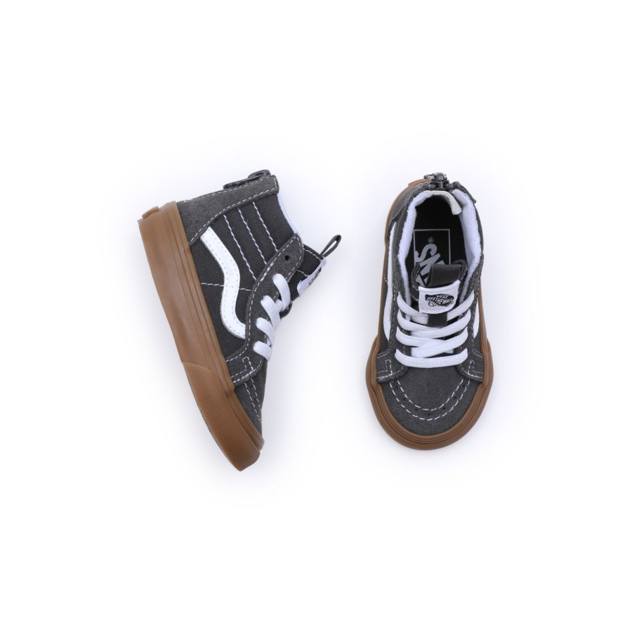 Kinder VANS Easy On, Easy Off | Kleinkinder Gum Sk8-Hi Zip Schuhe (1-4 Jahre) Grau