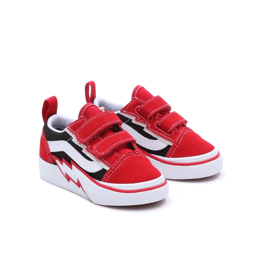 Kinder VANS Easy On, Easy Off | Kleinkinder Bolt Old Skool Schuhe Mit Klettverschluss (1-4 Jahre) Rot