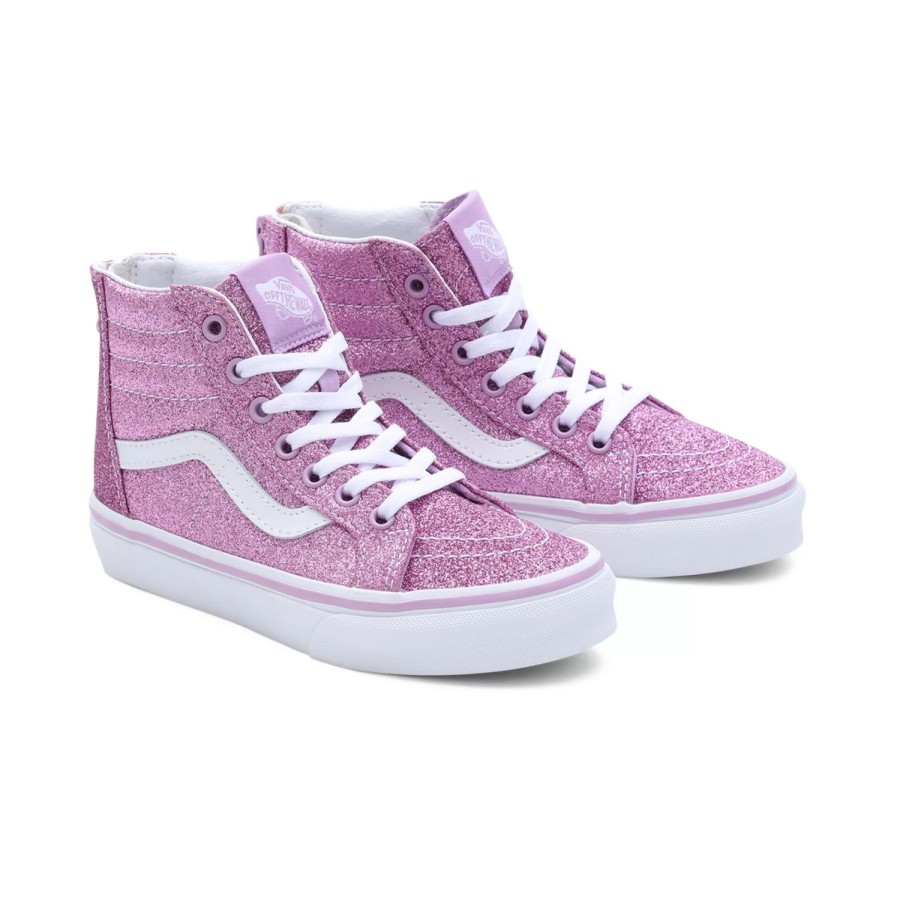 Kinder VANS Easy On, Easy Off | Kinder Glitter Sk8-Hi Zip Schuhe (4-8 Jahre) Violett