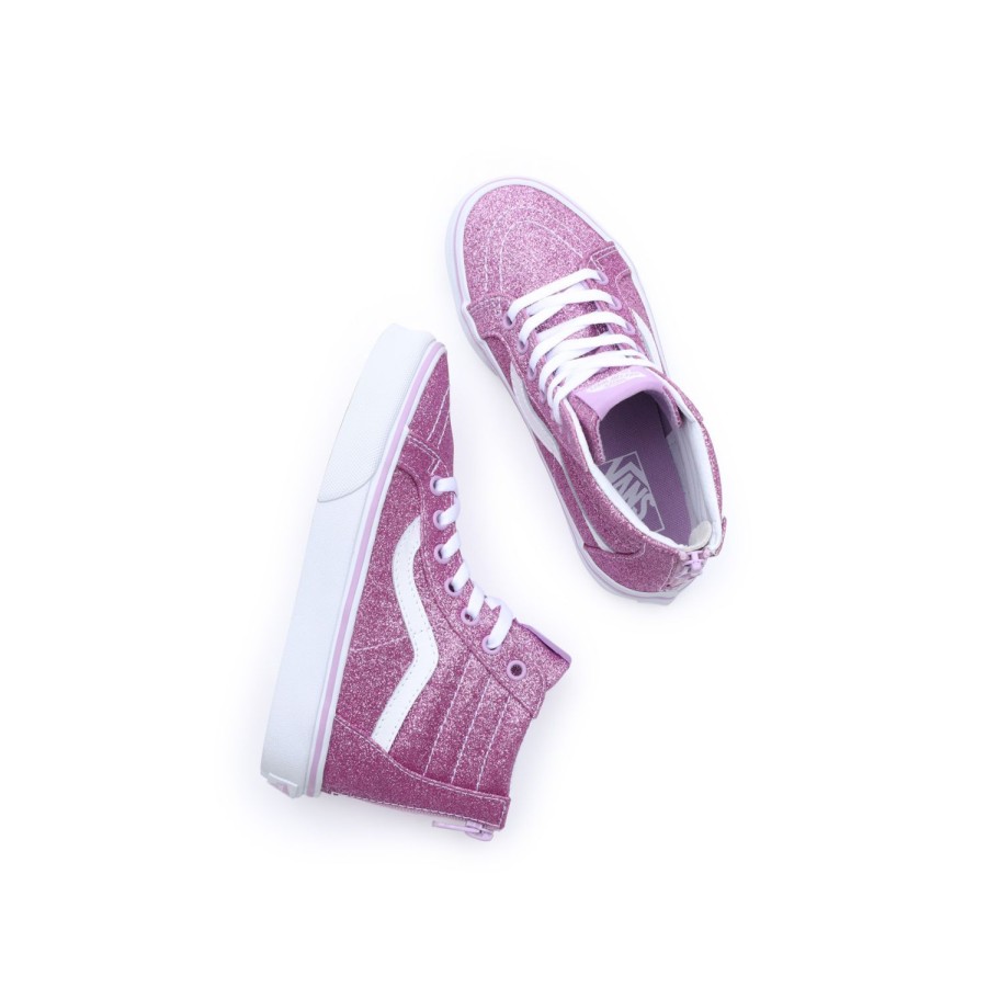 Kinder VANS Easy On, Easy Off | Kinder Glitter Sk8-Hi Zip Schuhe (4-8 Jahre) Violett