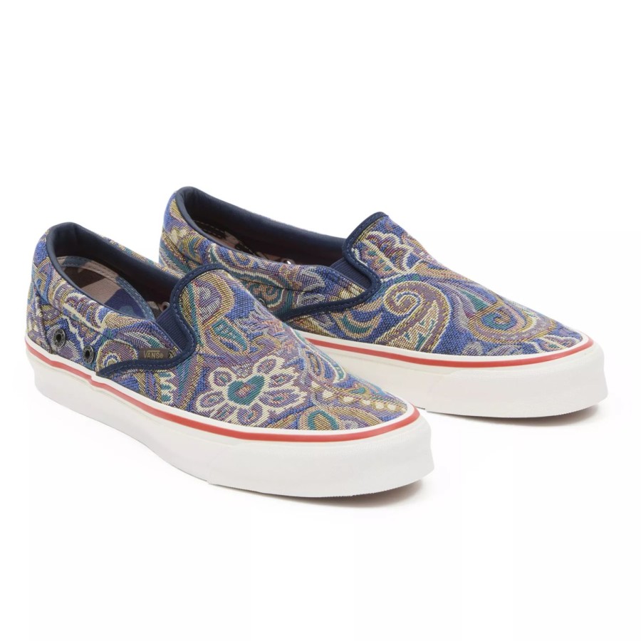 Herren VANS Slip-On-Schuhe | Vault By Vans X Nigel Cabourn Og Classic Slip-On Lx Schuhe Blau