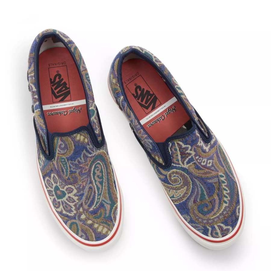 Herren VANS Slip-On-Schuhe | Vault By Vans X Nigel Cabourn Og Classic Slip-On Lx Schuhe Blau