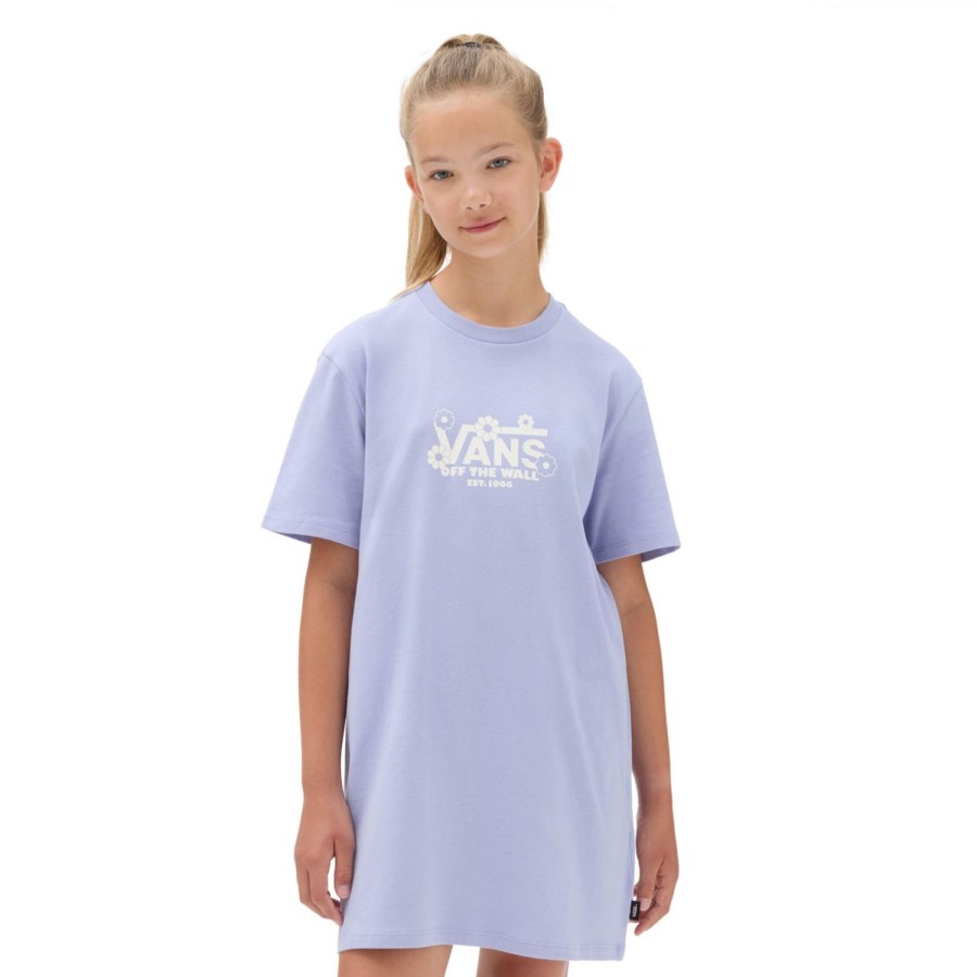 Kinder VANS Madchen-Bekleidung (8-14+) | Madchen Floral Check Daisy T-Shirt-Kleid (8-14 Jahre) Violett