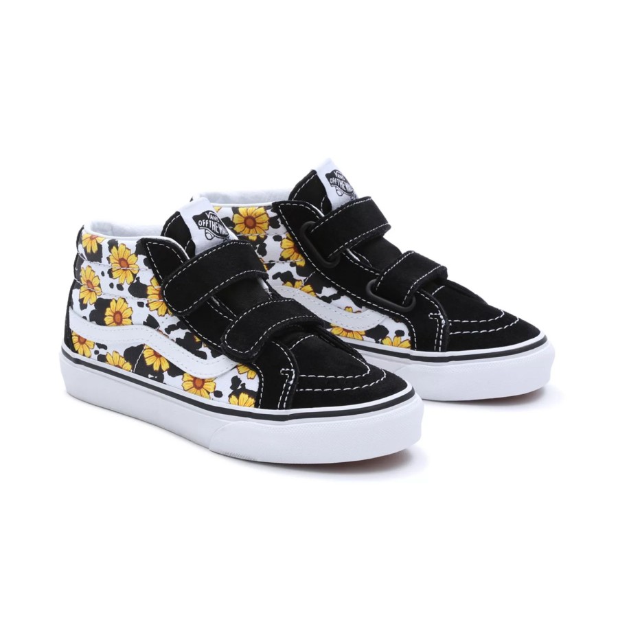 Kinder VANS Easy On, Easy Off | Kinder Cow Floral Sk8-Mid Reissue Schuhe Mit Klettverschluss (4-8 Jahre) Multicolour