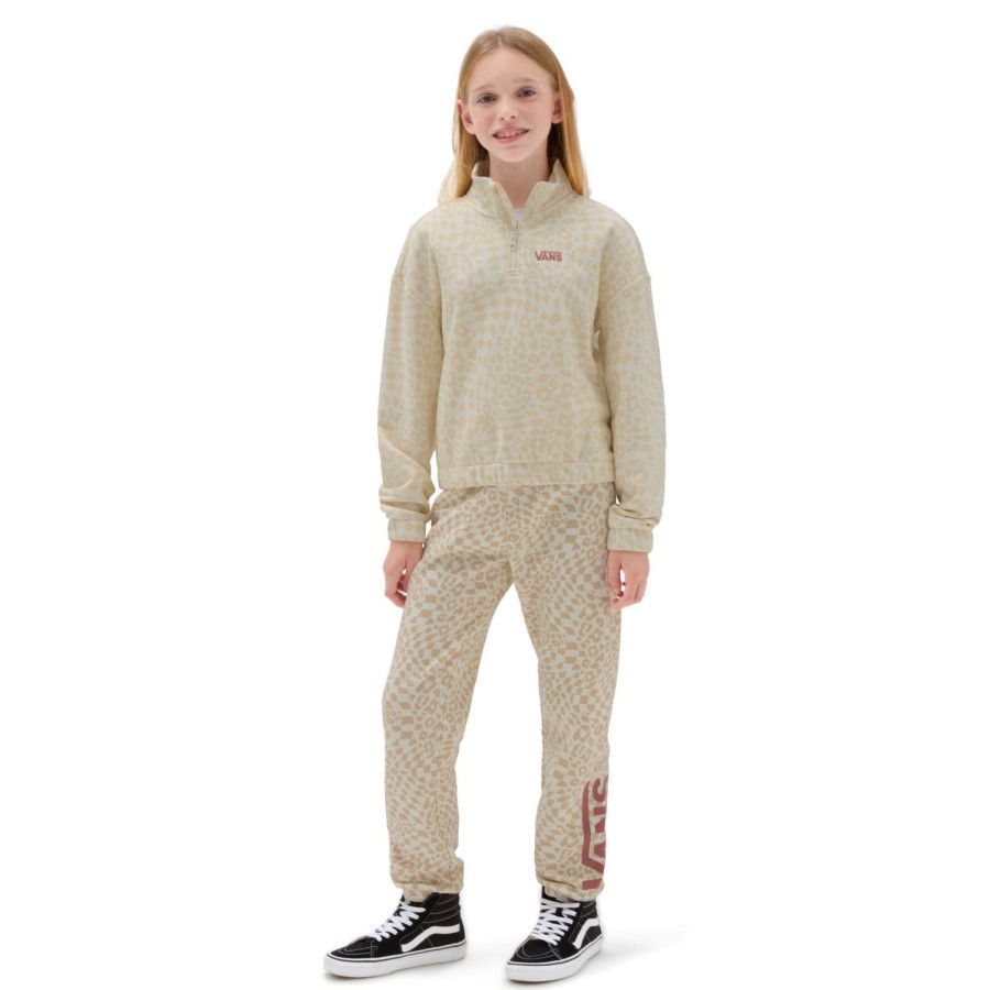 Kinder VANS Madchen-Bekleidung (8-14+) | Madchen Half Zip Mock Pullover Mit Print (8-14 Jahre) Beige