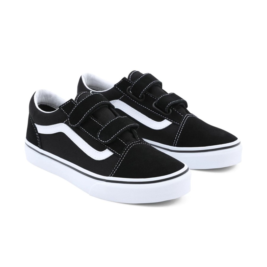 Kinder VANS Teenager-Schuhe (8-14 Jahre) | Jugendliche Old Skool Schuhe Mit Klettverschluss (8-14+ Jahre) Schwarz