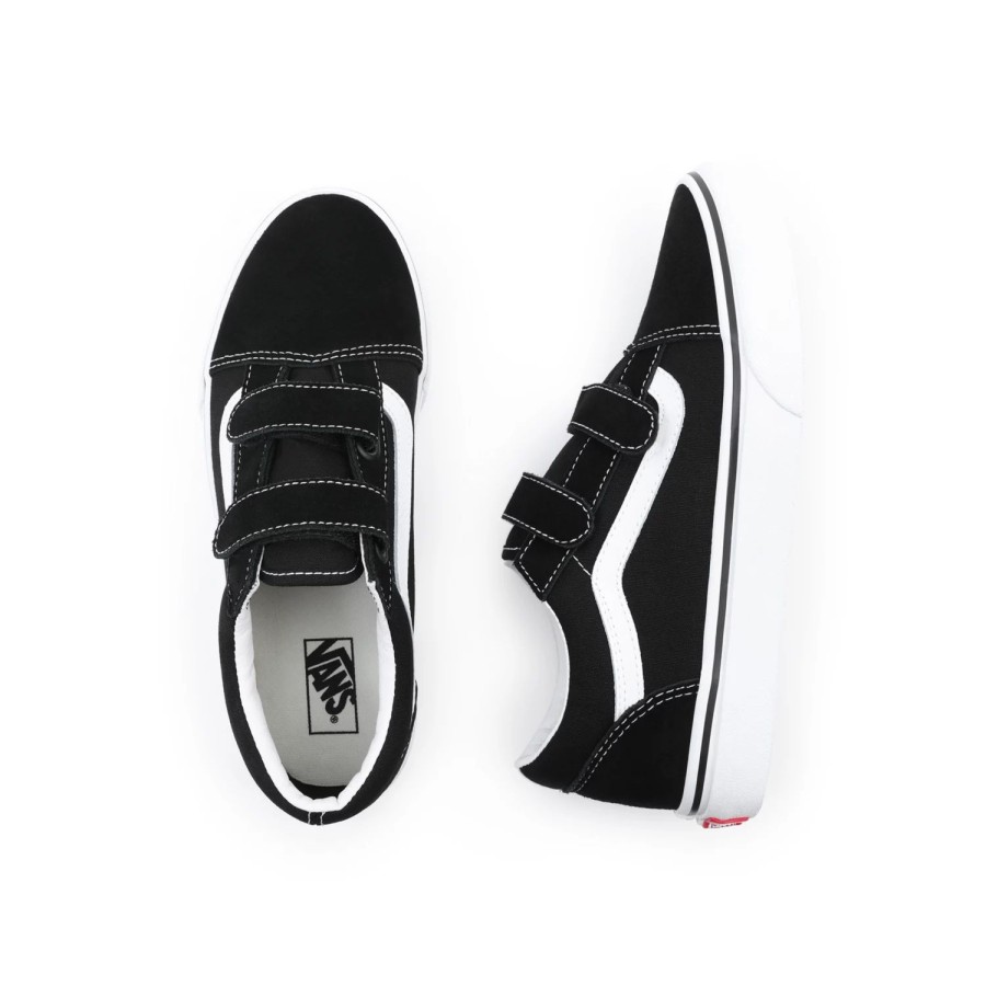 Kinder VANS Easy On, Easy Off | Jugendliche Old Skool Schuhe Mit Klettverschluss (8-14+ Jahre) Schwarz