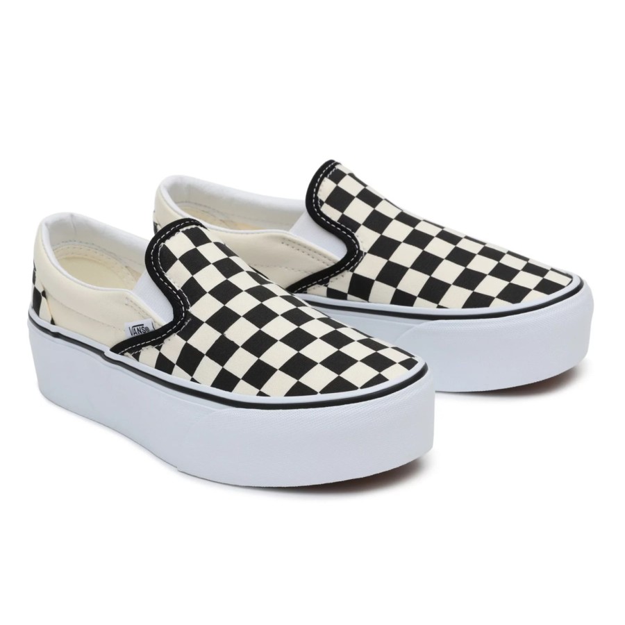 Damen VANS Classics | Classic Slip-On Stackform Schuhe Schwarz, Weis