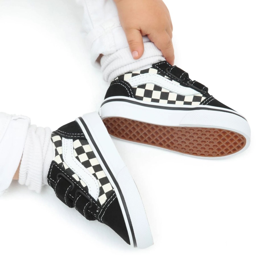 Kinder VANS Kleinkinder-Schuhe (1-4 Jahre) | Kleinkinder Primary Check Old Skool Schuh Mit Klettverschluss (1-4 Jahre) Schwarz, Weis