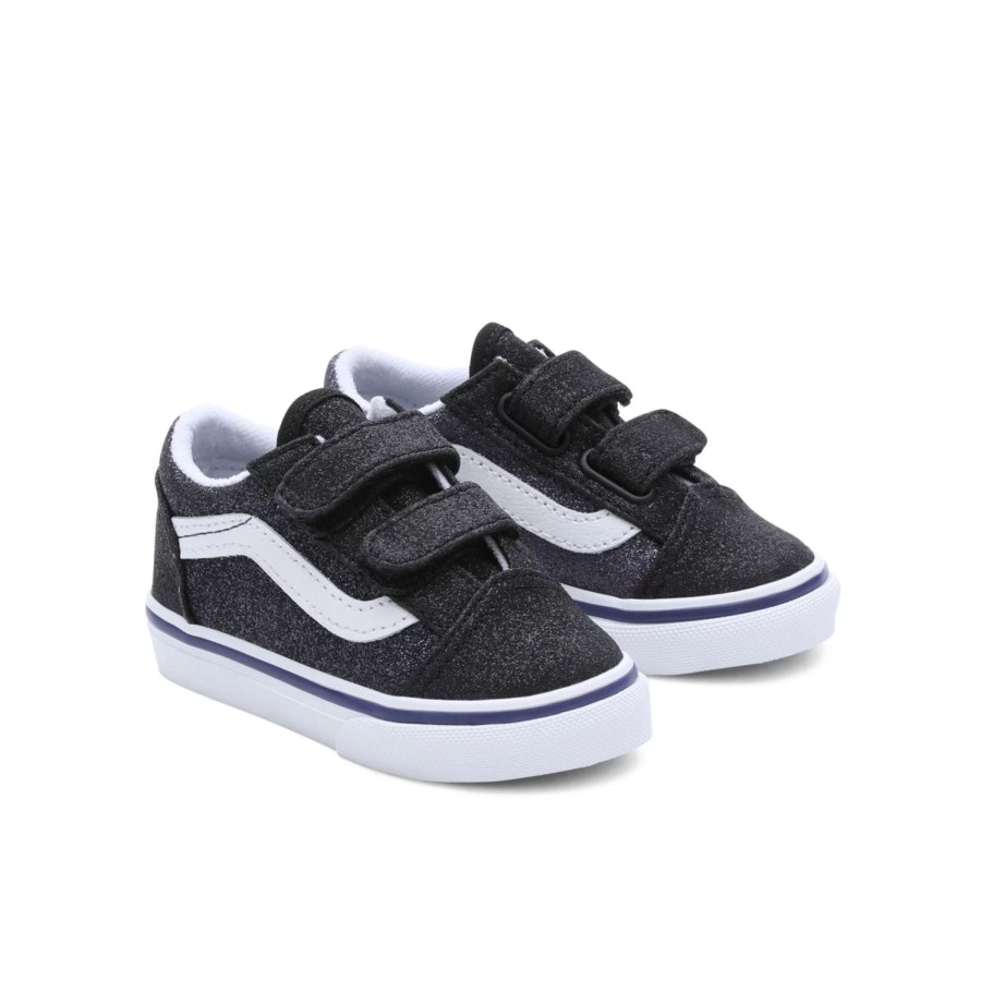 Kinder VANS Easy On, Easy Off | Kleinkinder 2-Tone Glitter Old Skool Schuhe (1-4 Jahre) Schwarz