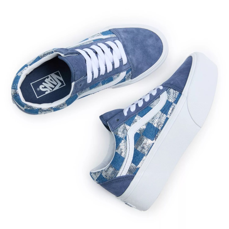 Damen VANS Plateauschuhe | Old Skool Stackform Schuhe Blau