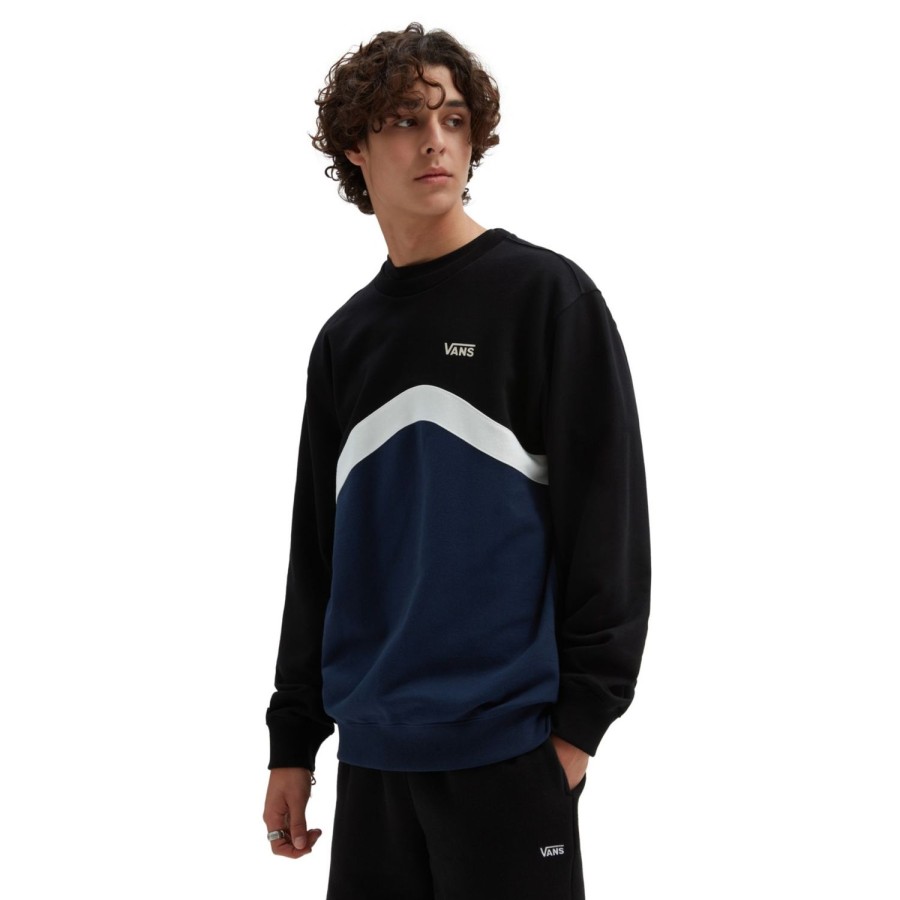 Herren VANS Kapuzenpullover & Sweatshirts | Sidestripe Block Crew Sweatshirt Blau