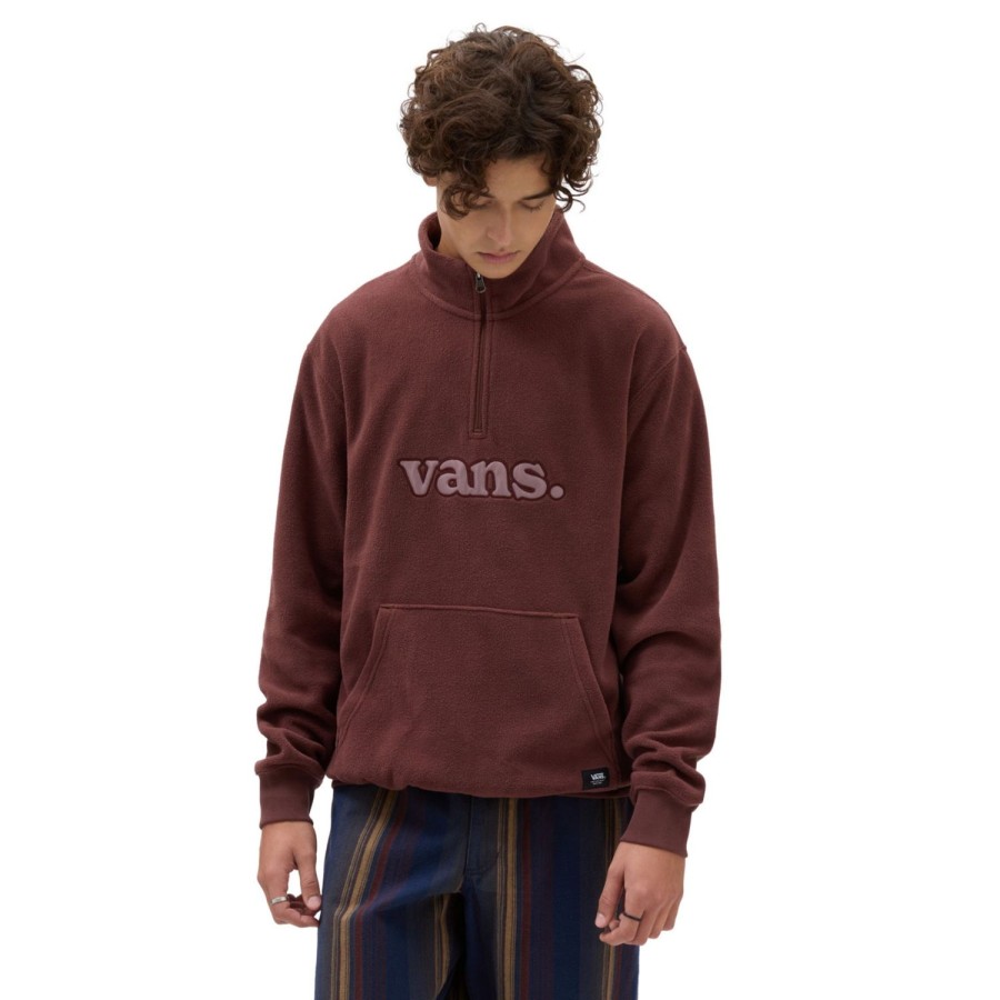 Herren VANS Kapuzenpullover & Sweatshirts | Lowered Loosed Polar Quarter Zip Fleece-Pullover Braun