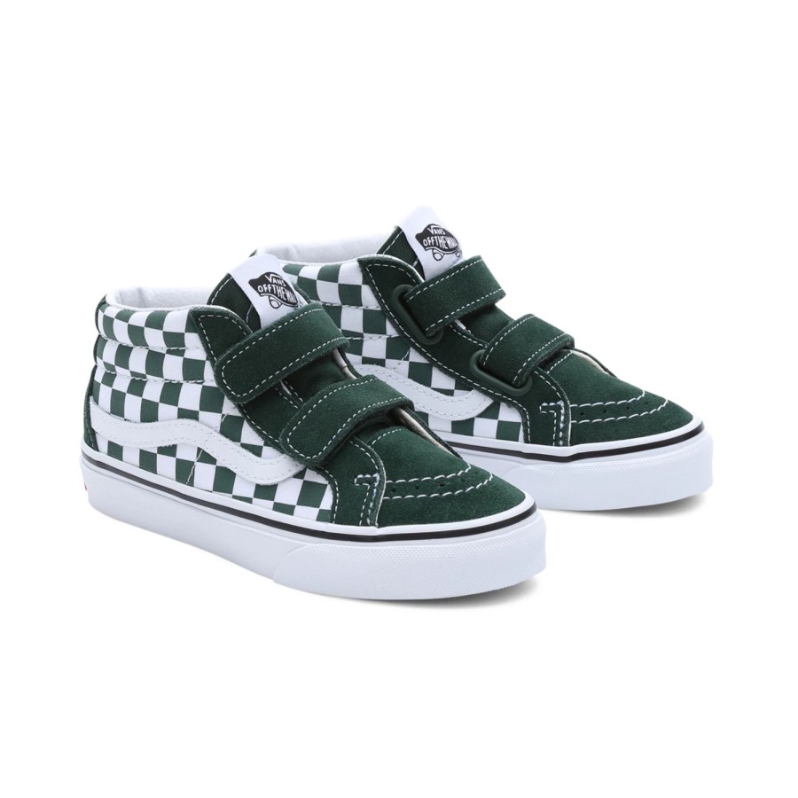 Kinder VANS Kinderschuhe (4-8 Jahre) | Kinder Checkerboard Sk8-Mid Reissue Klettschuhe (4-8 Jahre) Grun