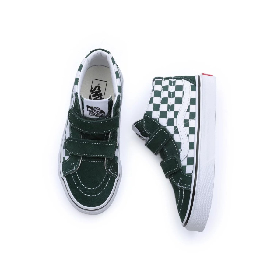 Kinder VANS Kinderschuhe (4-8 Jahre) | Kinder Checkerboard Sk8-Mid Reissue Klettschuhe (4-8 Jahre) Grun