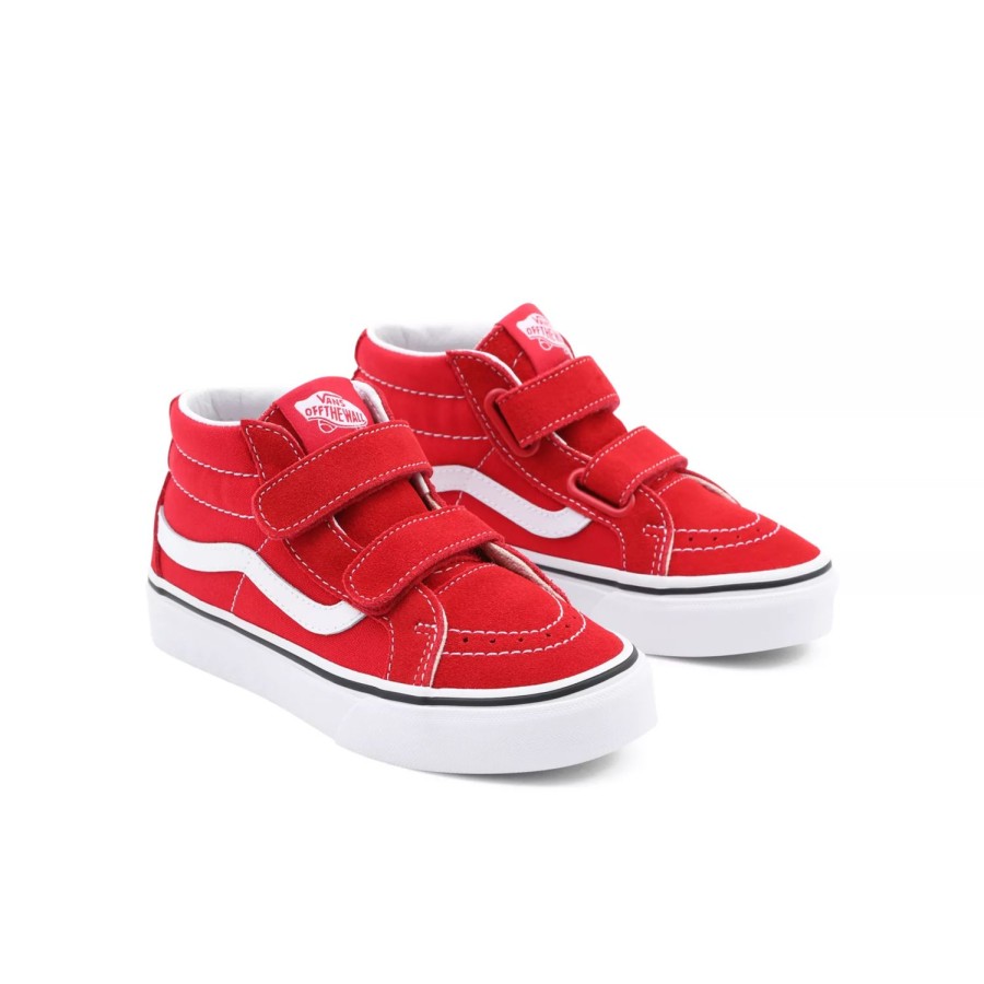 Kinder VANS Easy On, Easy Off | Kinder Sk8-Mid Reissue Schuhe Mit Klettverschluss (4-8 Jahre) Rot