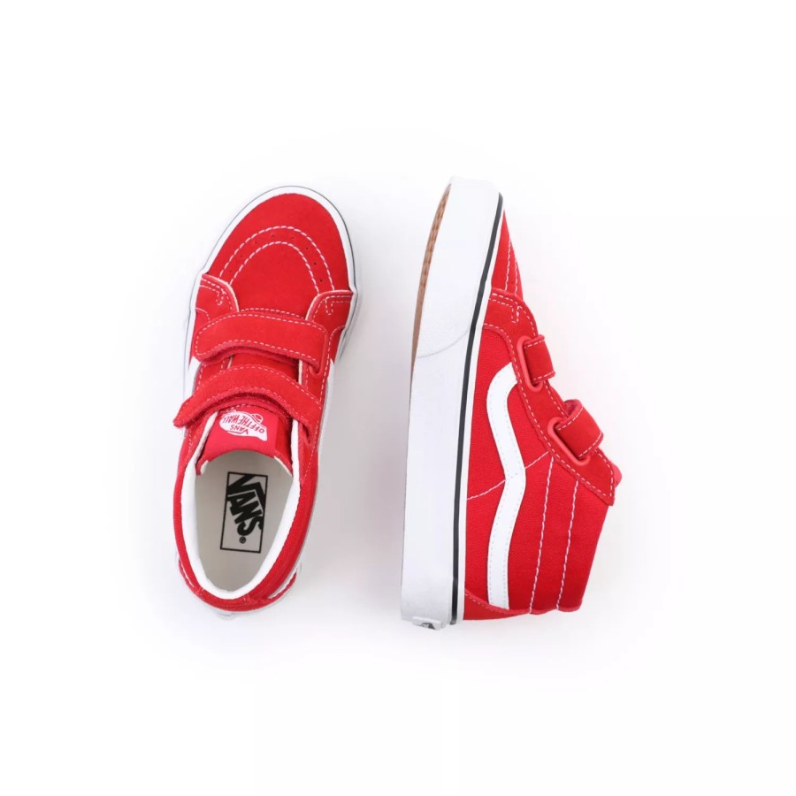 Kinder VANS Easy On, Easy Off | Kinder Sk8-Mid Reissue Schuhe Mit Klettverschluss (4-8 Jahre) Rot