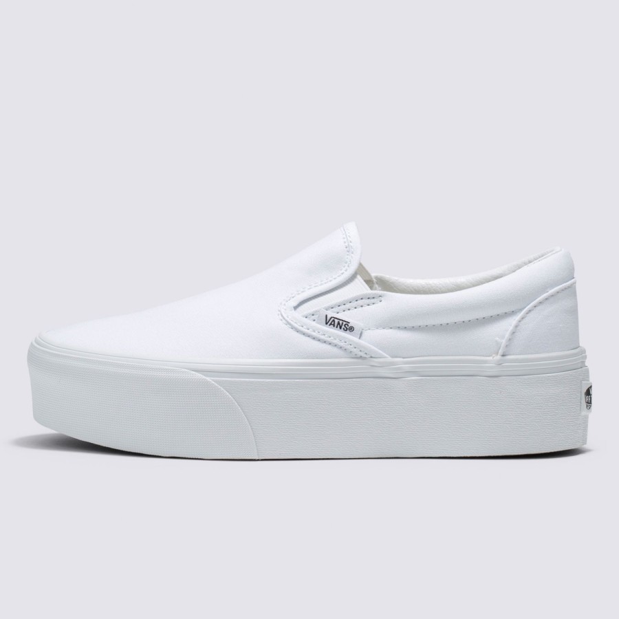 Damen VANS Plateauschuhe | Classic Slip-On Stackform Schuhe Weis