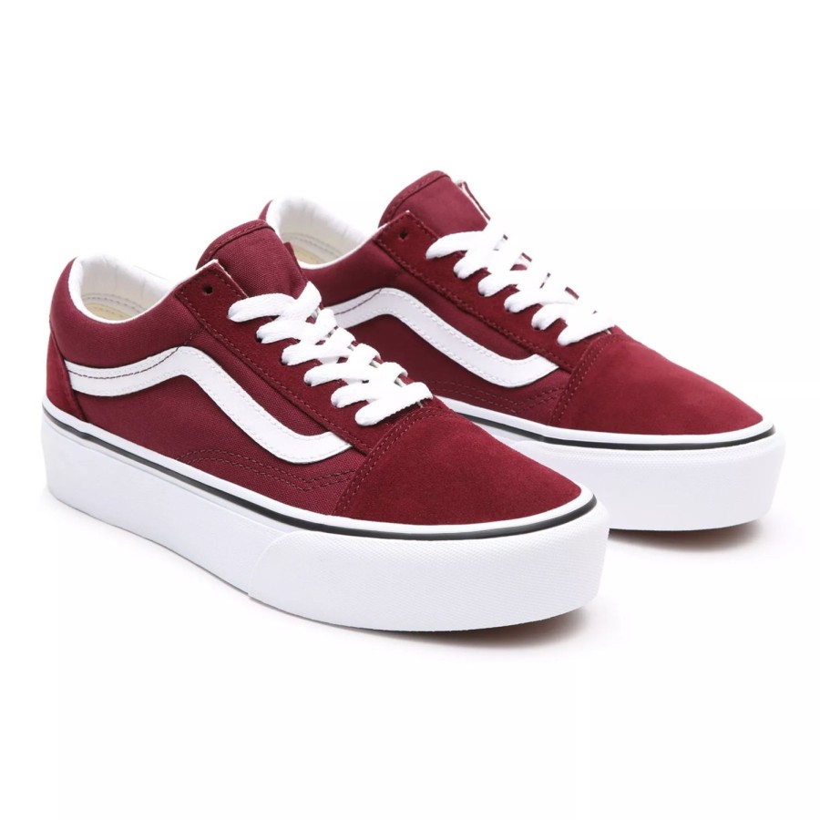 Damen VANS Low-Top Sneaker | Platform Old Skool Schuhe Rot