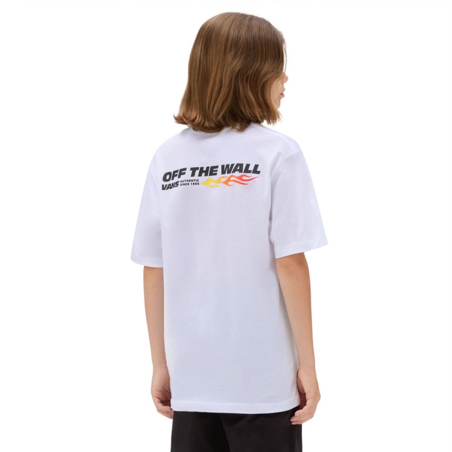 Kinder VANS Jungen-Bekleidung (8-14+) | Jungen Up In Flames T-Shirt (8-14 Jahre) Weis