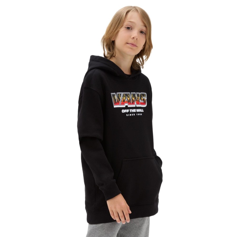 Kinder VANS Jungen-Bekleidung (8-14+) | Jungen Up In Flames Hoodie (8-14 Jahre) Schwarz