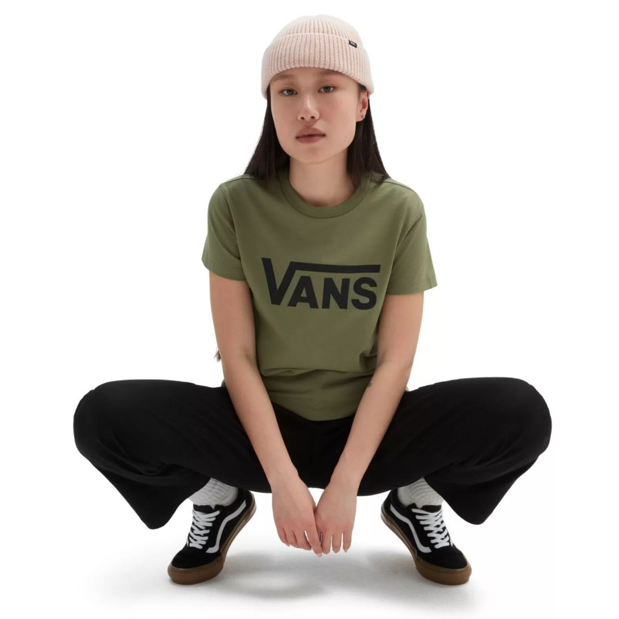 Damen VANS T-Shirts & Oberteile | Flying V Crew T-Shirt Grun