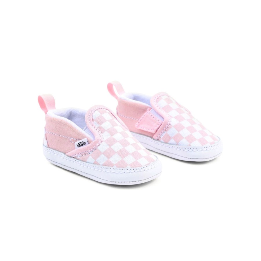 Kinder VANS Classics | Kleinkinder Checkerboard Slip-On Crib Schuhe Mit Klettverschluss (0-1 Jahr) Rosa