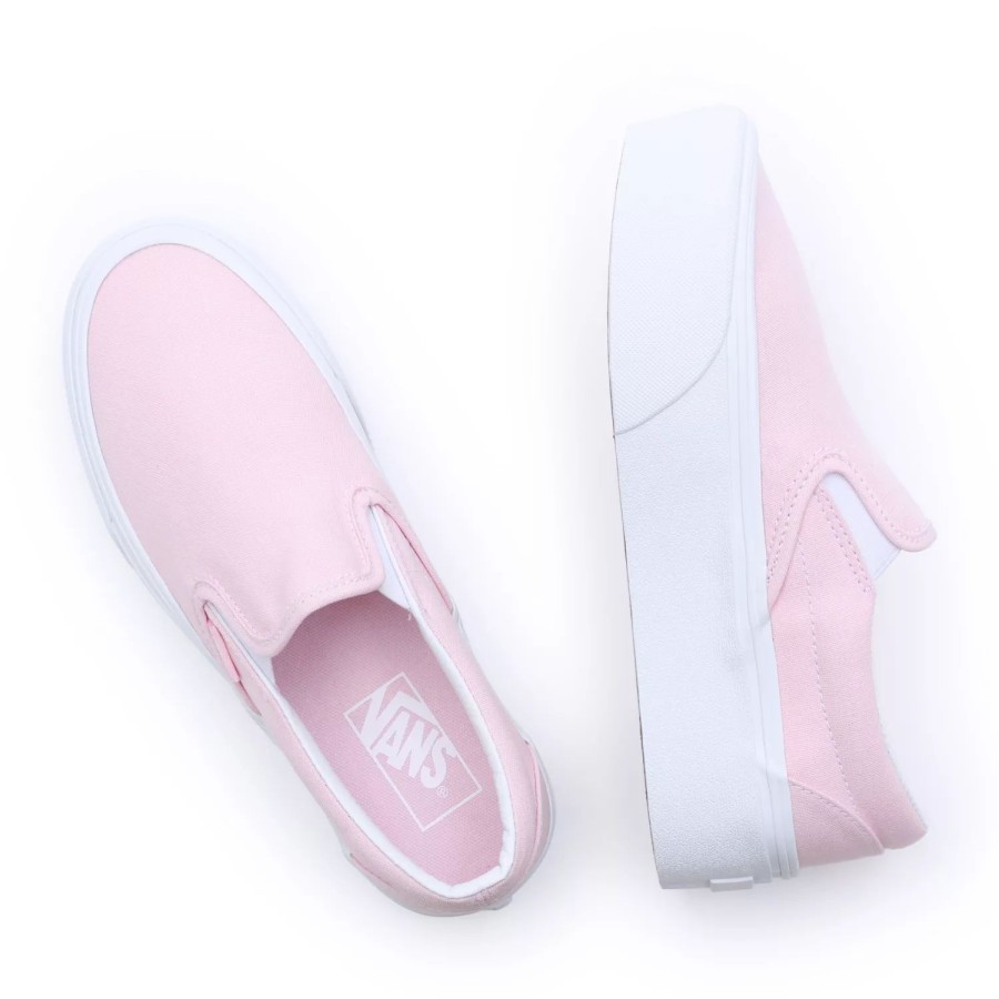 Damen VANS Plateauschuhe | Classic Slip-On Stackforms Schuhe Rosa