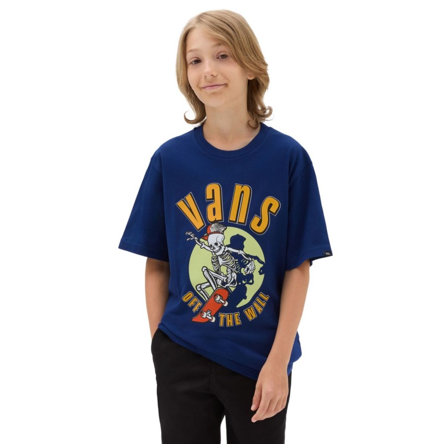 Kinder VANS Jungen-Bekleidung (8-14+) | Jungen Spotlight Skeleton T-Shirt (8-14 Jahre) Blau