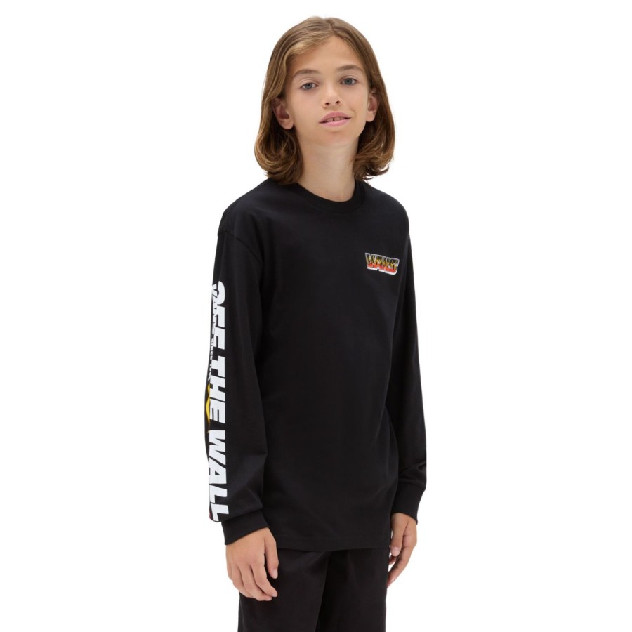 Kinder VANS Jungen-Bekleidung (8-14+) | Jungen Up In Flames Langarmshirt (8-14 Jahre) Schwarz