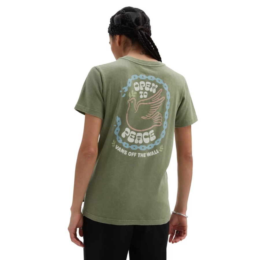 Damen VANS T-Shirts & Oberteile | Open To Peace Crew T-Shirt Grun