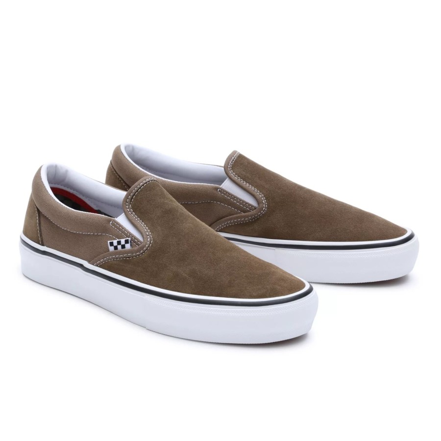 Herren VANS Slip-On-Schuhe | Skate Slip-On Schuhe Grau, Braun