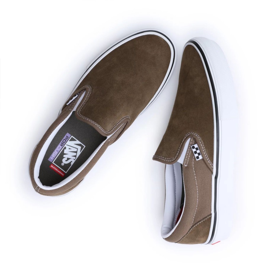 Herren VANS Slip-On-Schuhe | Skate Slip-On Schuhe Grau, Braun