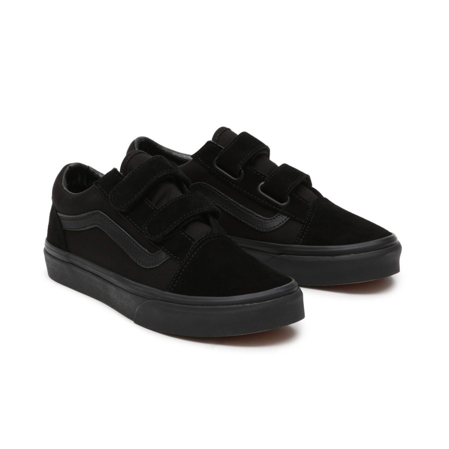 Kinder VANS Classics | Jugendliche Old Skool Schuhe Mit Klettverschluss (8-14+ Jahre) Schwarz