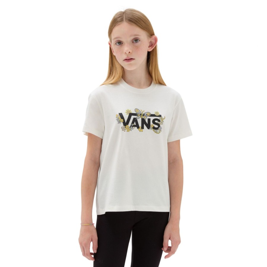 Kinder VANS Madchen-Bekleidung (8-14+) | Madchen Trippy Floral Crew T-Shirt (8-14 Jahre) Weis