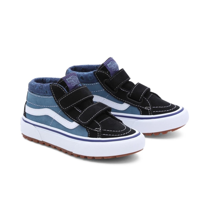 Kinder VANS Mte Schuhe | Kleine Kinder Paisley Sk8-Mid Reissue Mte-1 Schuhe Mit Klettverschluss (4-8 Jahre) Blau, Schwarz